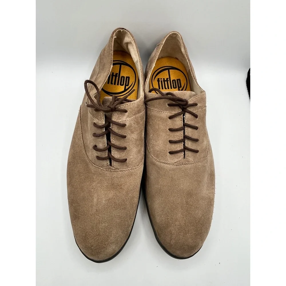 FitFlop Lewis Suede Oxfords Men Sz 11 Pebble Tan Microwobbleboard Shoes